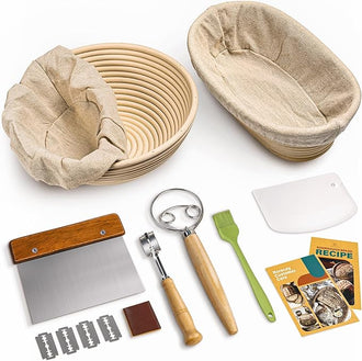 9 Round & 10 Oval Cane Baskets Set