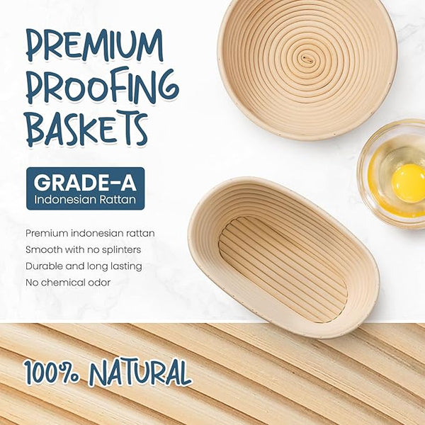 9 Round & 10 Oval Cane Baskets Set